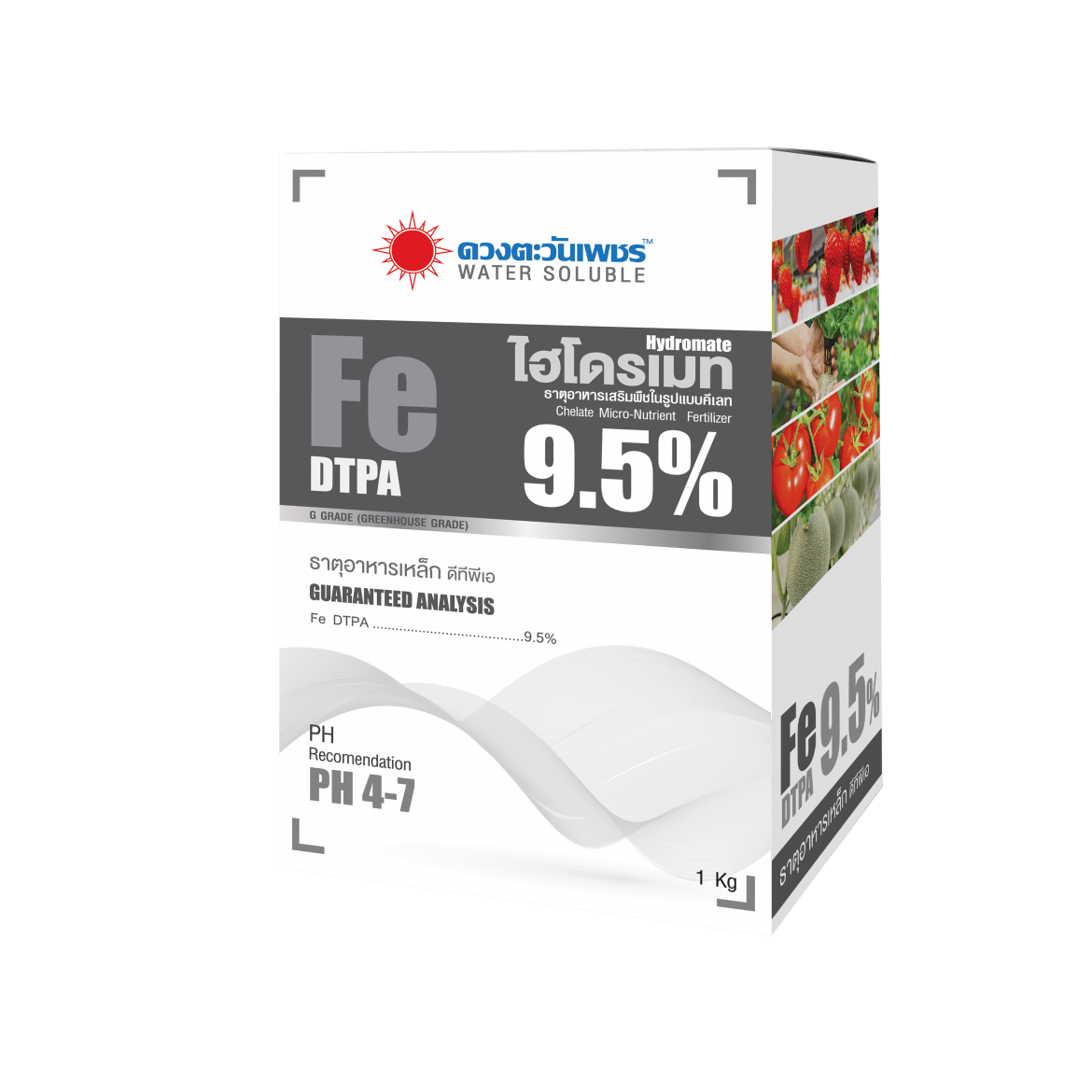 ไฮโดรเมท จุลธาตุเหล็ก 9.5% Fe DTPA (เหล็กส้ม ชนิดผง) 1 กิโลกรัม - ปุ๋ย ...