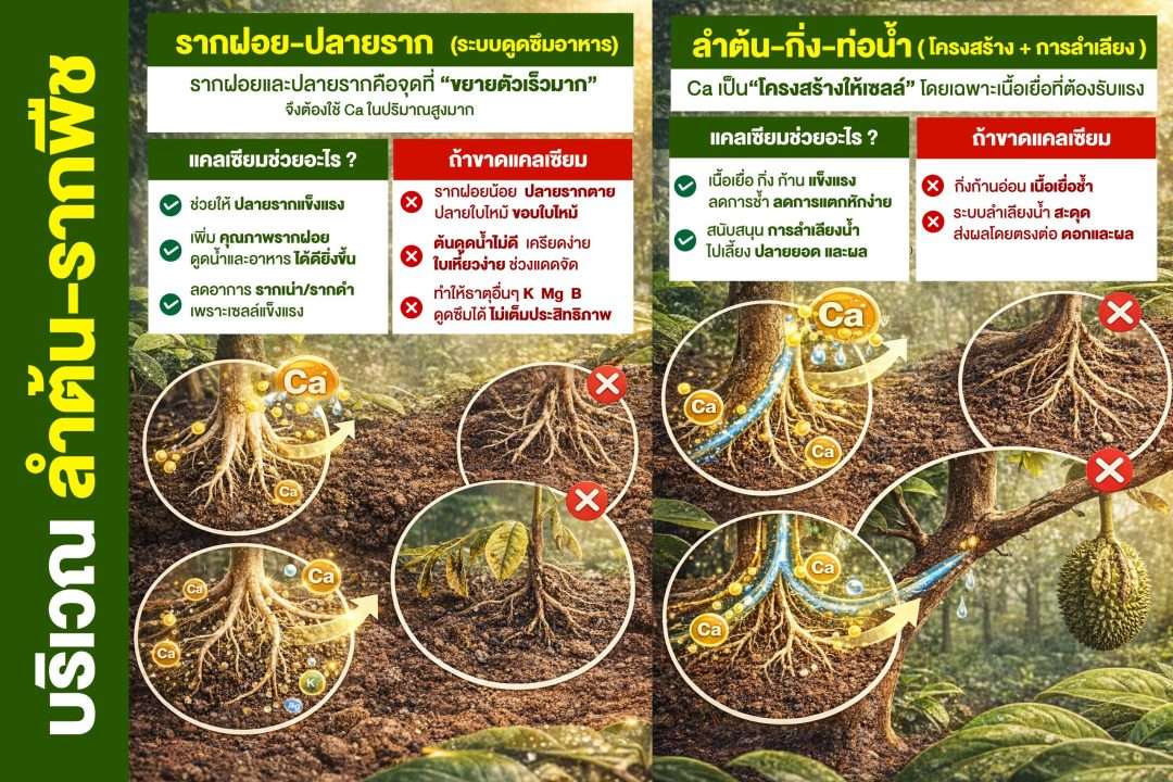 ทุเรียนสำคัญต่อรากพืชและลำต้นอย่างไร