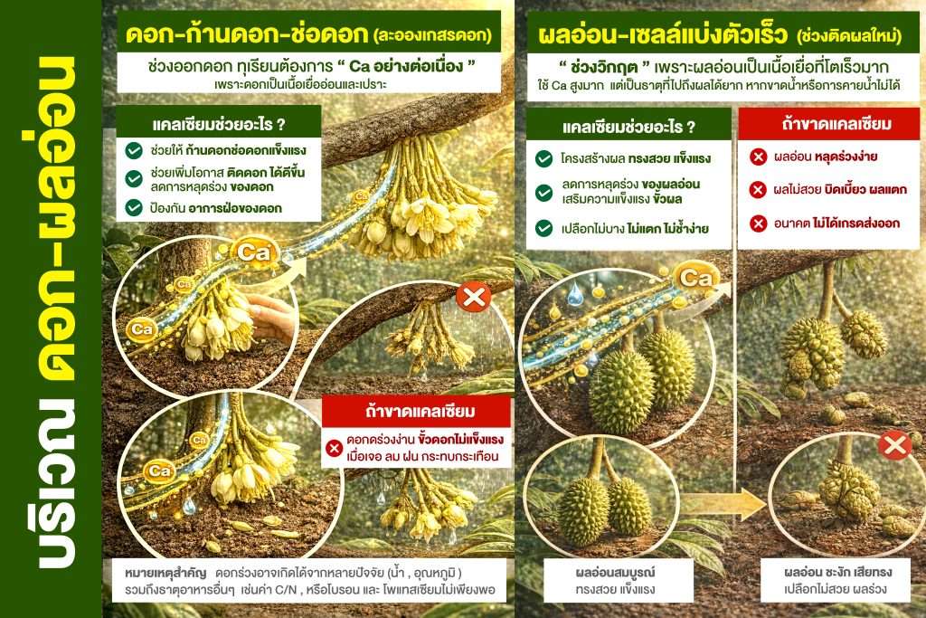 แคลเซียมสำคัญต่อดอกและผลอ่อนทุเรียนอย่างไร